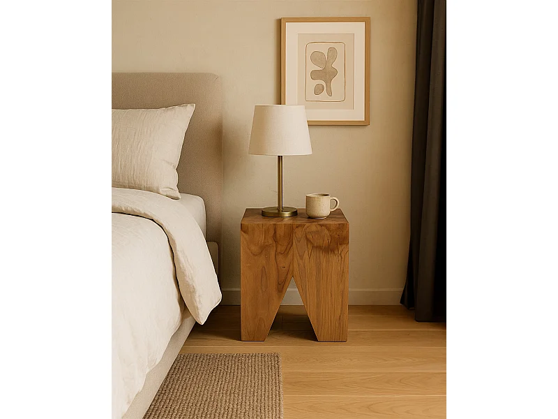 Moku - Tabouret en bois de teck massif