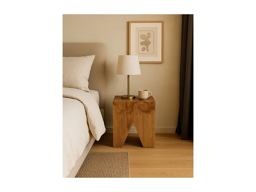 Moku - Tabouret en bois de teck massif