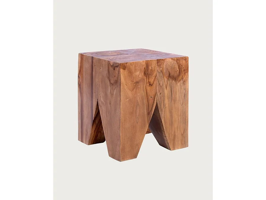 Moku - Tabouret en bois de teck massif