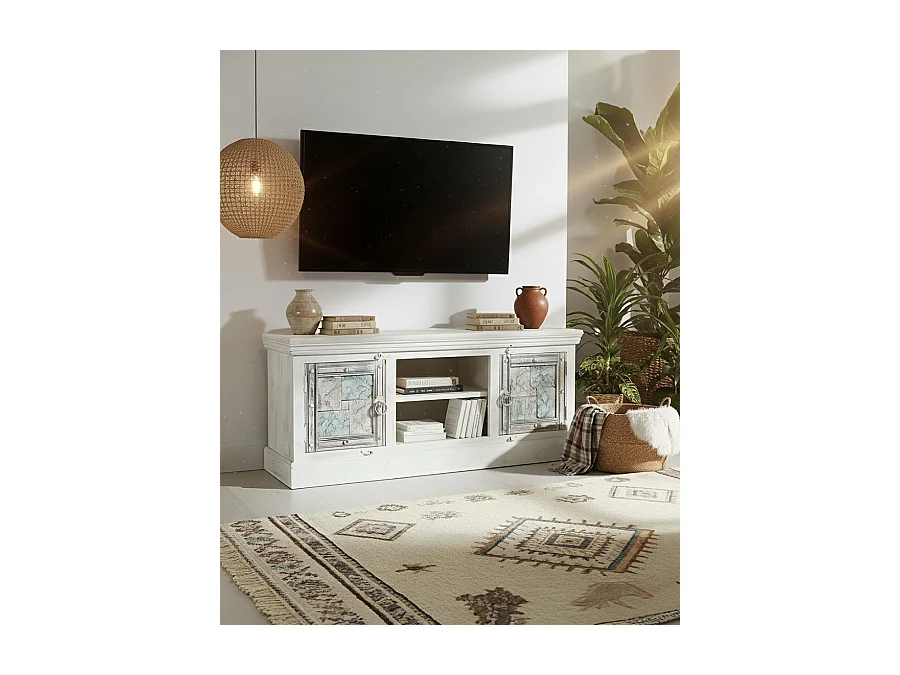 Viva - Meuble TV en bois sculpté 150 cm