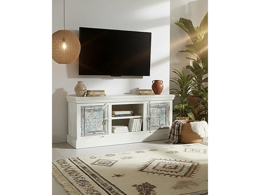 Viva - Meuble TV en bois sculpté 150 cm