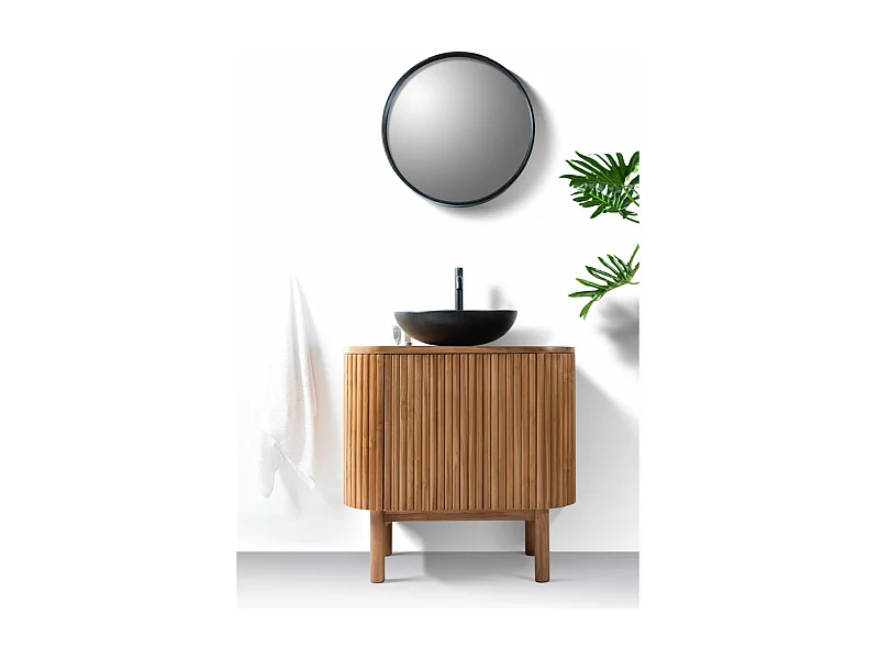 Orma - Petit meuble salle de bain en bois de teck 1 porte