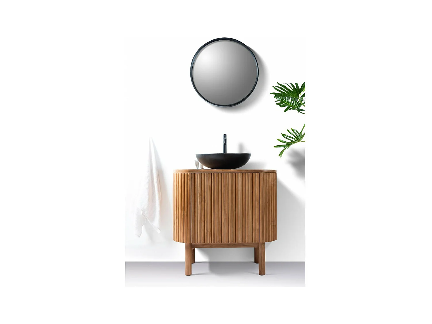 Orma - Petit meuble salle de bain en bois de teck 1 porte