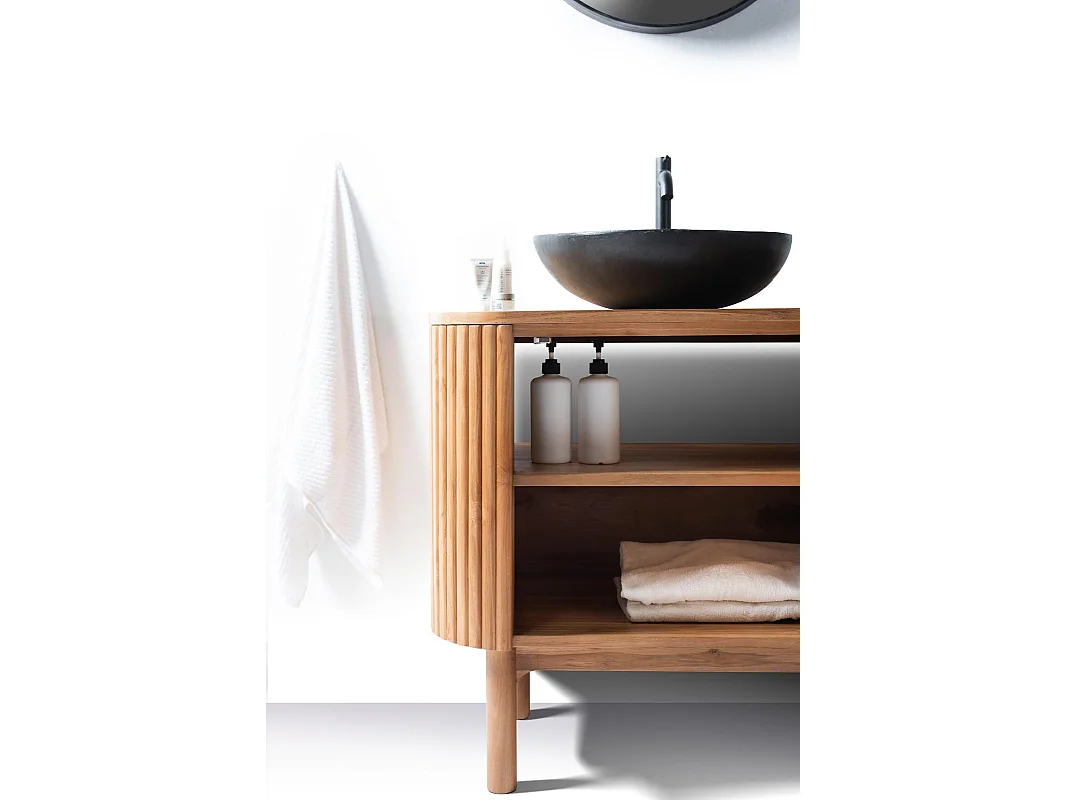 Orma - Petit meuble salle de bain en bois de teck 1 porte