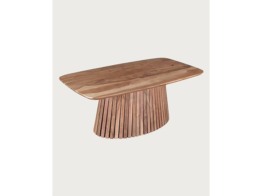 Tibo - Table basse ovale en bois d'acacia massif