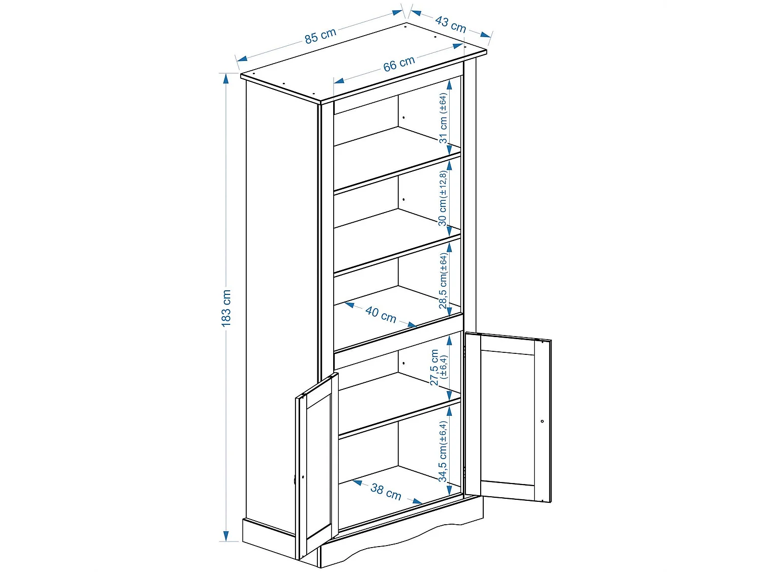Bibliothèque buffet étagères TEQUILA style mexicain pin massif finition cirée