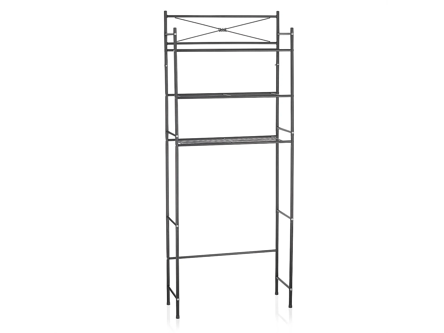 Etagère de salle de bain MARSA meuble de rangement au-dessus des toilettes wc ou lave-linge avec 3 tablettes, en métal laqué noir