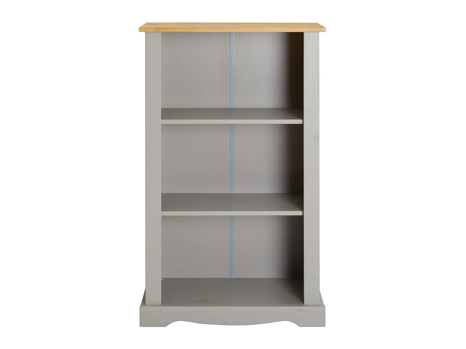 Etagère TEQUILA bibliothèques en bois style mexicain avec 2 tablettes, dim 70 x 116 x 30 cm, en pin massif lasuré gris et brun