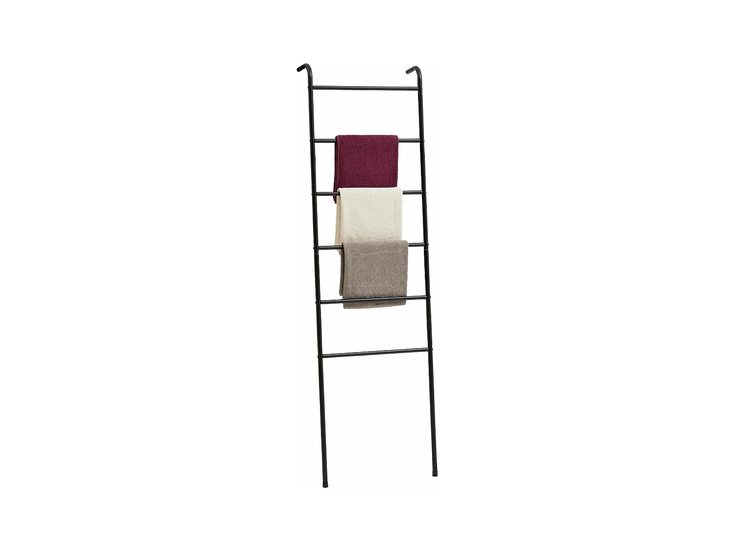 Echelle MORBIO porte-serviette échelle de décoration avec 6 barreaux, en métal laqué noir