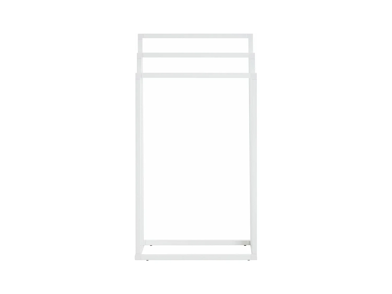 Porte-serviettes sur pied KUNO portant pour vêtements et linge de salle de bain avec 3 niveaux d'étendage, structure en métal blanc
