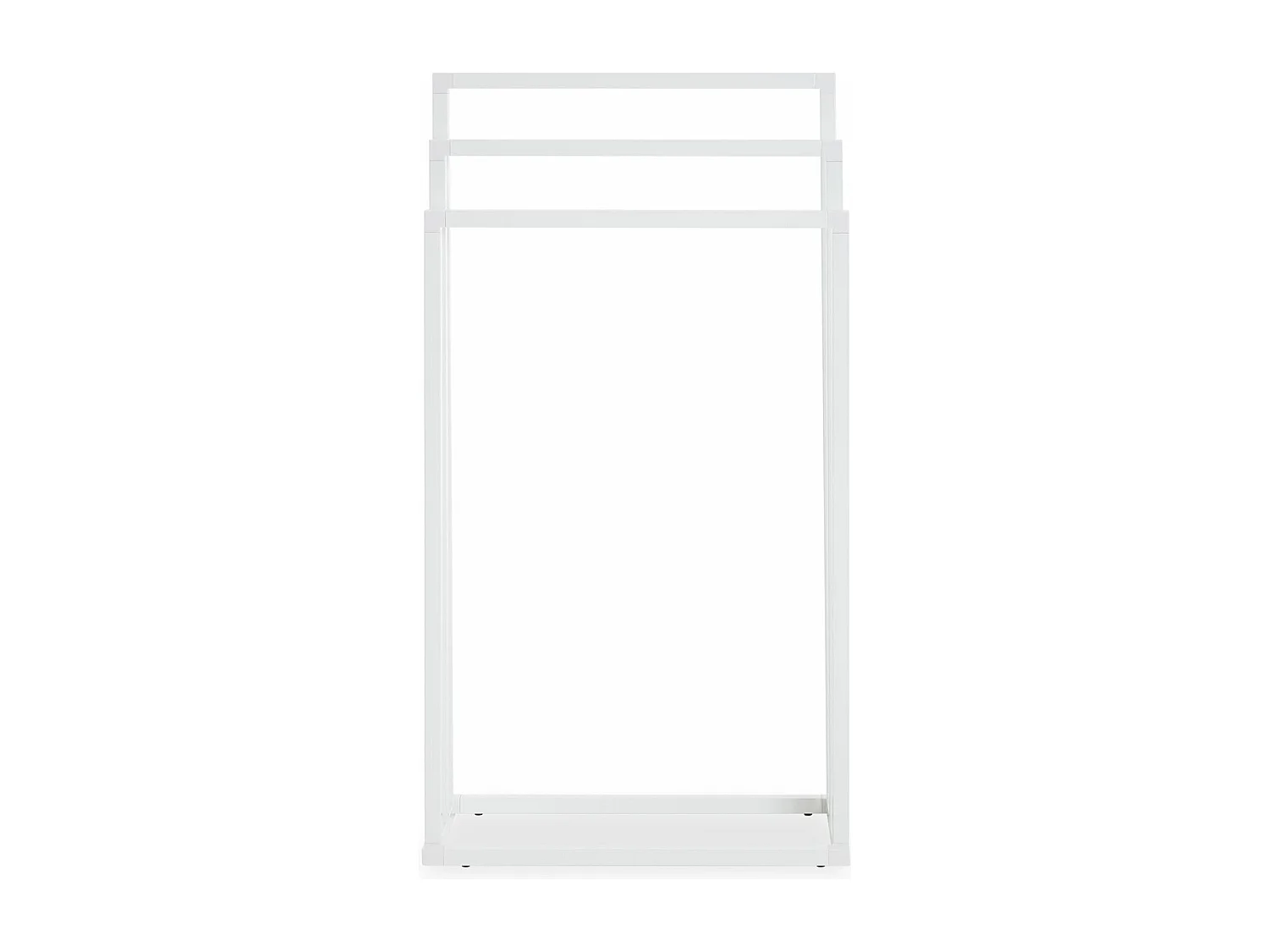 Porte-serviettes sur pied KUNO portant pour vêtements et linge de salle de bain avec 3 niveaux d'étendage, structure en métal blanc