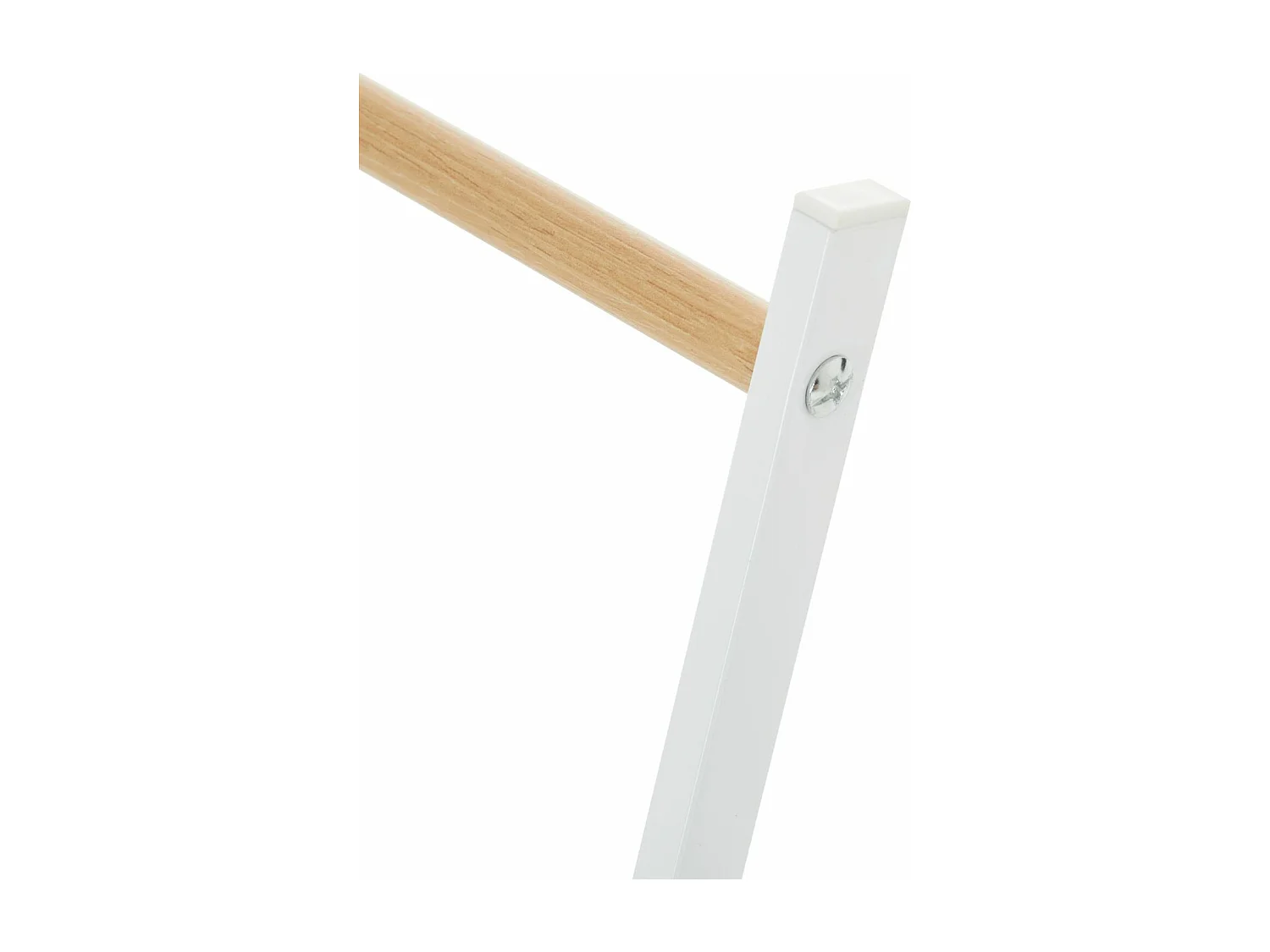 Porte-serviettes sur pied FLAVIA échelle à 3 portants pour linge de salle de bain, structure en métal blanc et imprimé bois