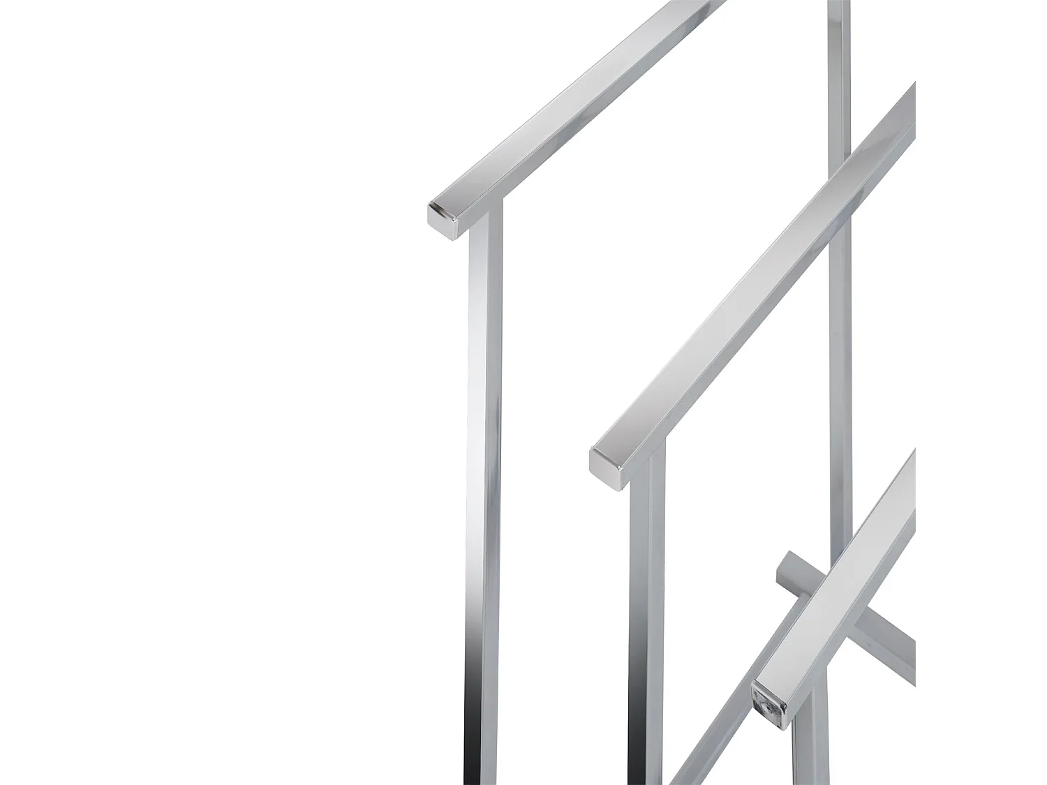 Porte-serviettes sur pied MATTIA portant pour vêtement et linge de salle de bain avec 3 niveaux d'étendage, en métal chromé