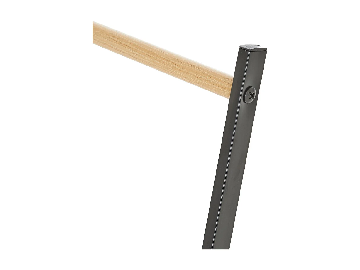 Porte-serviettes sur pied FLAVIA échelle à 3 portants pour linge de salle de bain, structure en métal noir et imprimé bois