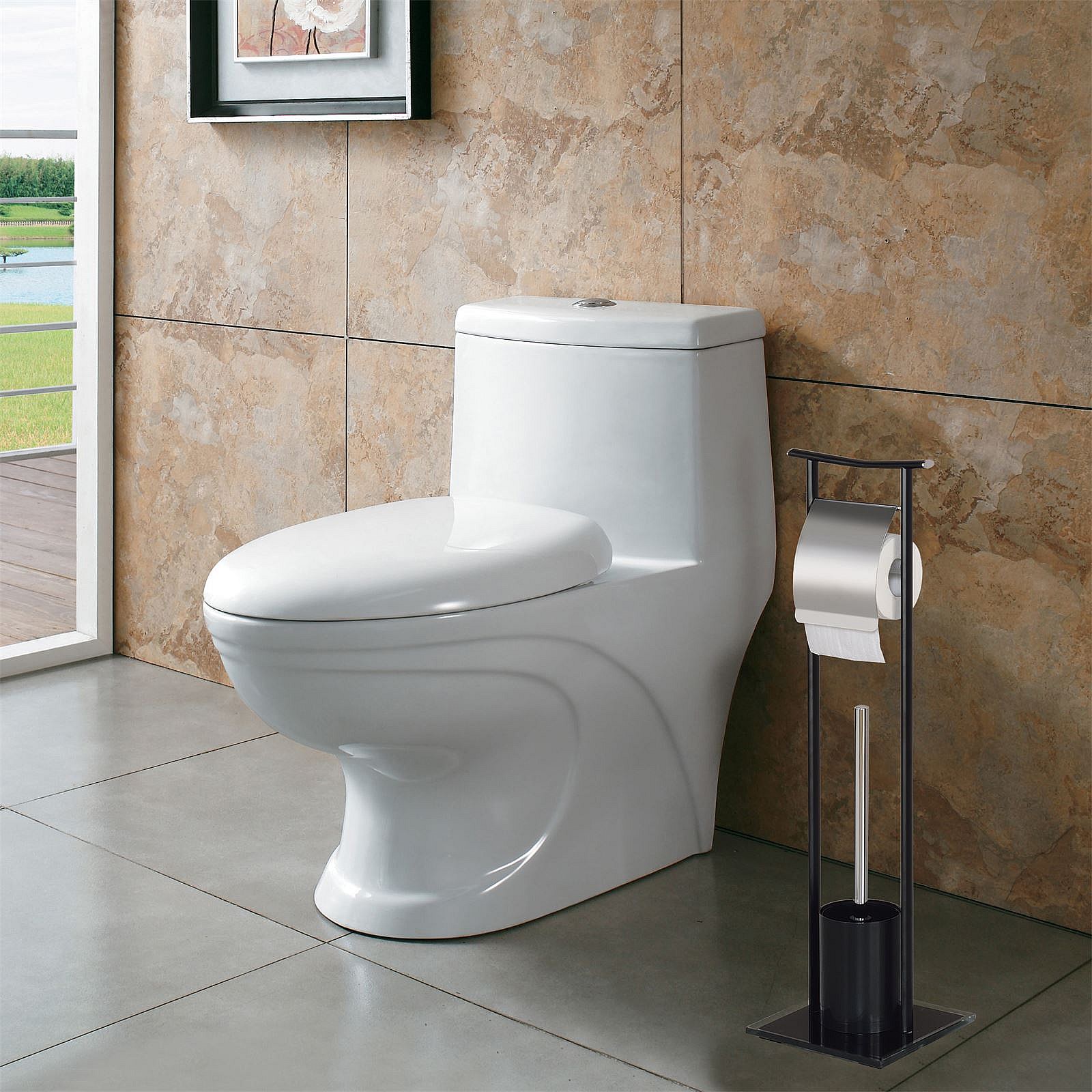 Pinkgarden Support Pour Papier Toilette – étanche, Design Compact Pour Petite Salle De Bain Avec étagères, 75,5 Cm De Hauteur