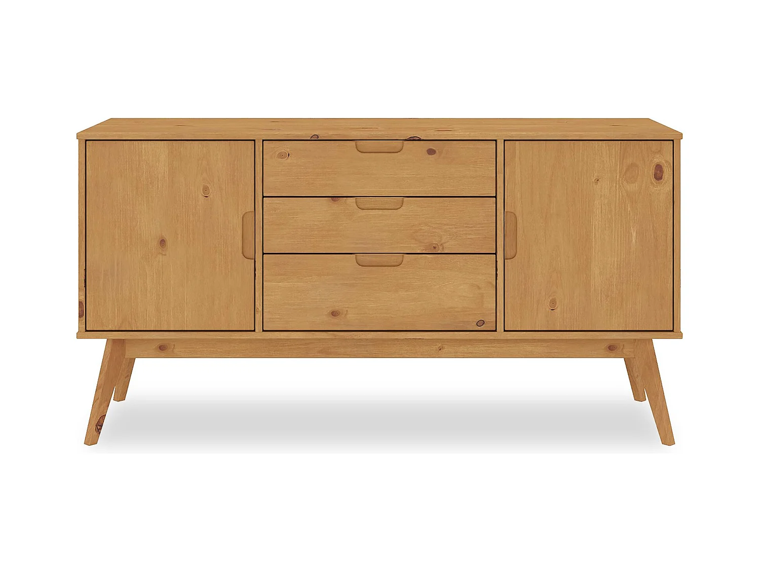 Buffet salle à manger TIVOLI  L 145 cm en bois massif finition bois naturel teinté avec 3 tiroirs et 2 portes battantes