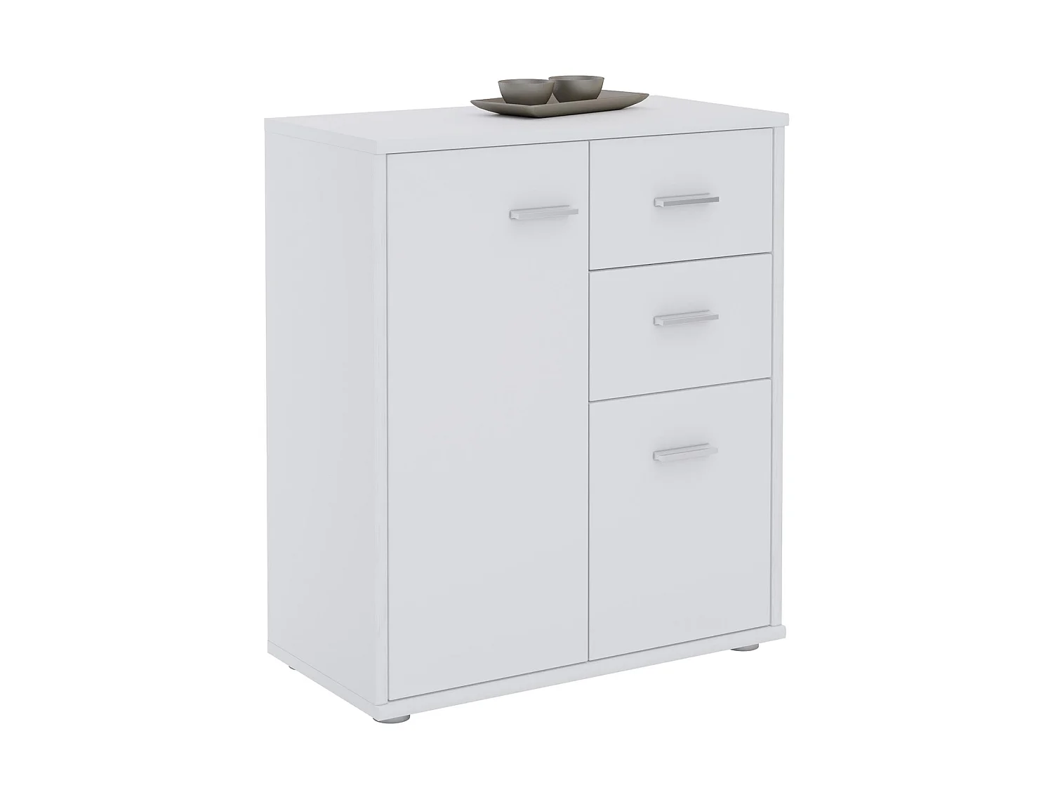 Buffet salle à manger REMY L 60 cm blanc avec 2 portes et 2 tiroirs, bahut bas, meuble de rangement style moderne