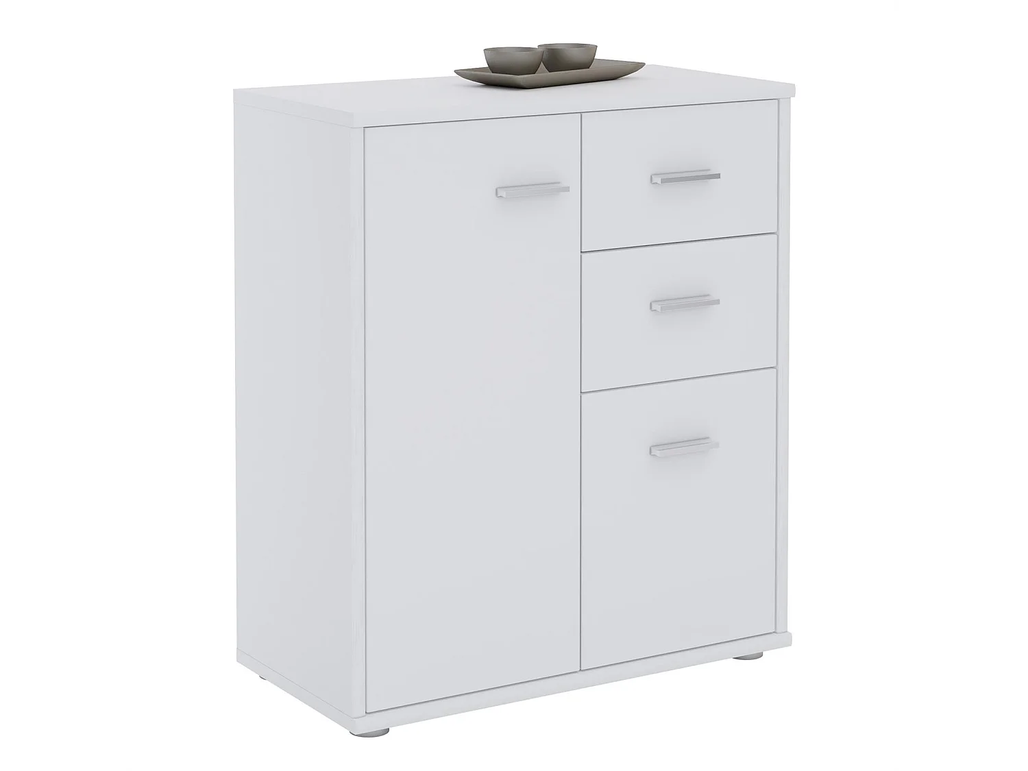 Buffet salle à manger REMY L 60 cm blanc avec 2 portes et 2 tiroirs, bahut bas, meuble de rangement style moderne