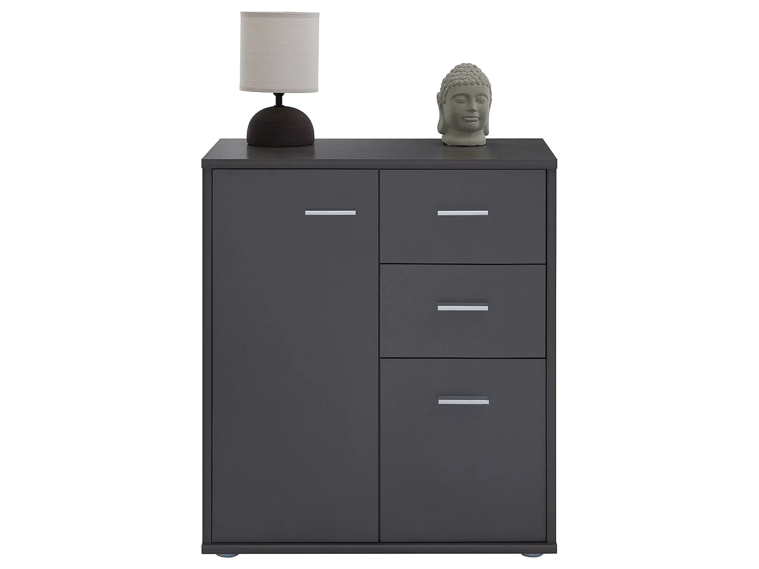 Buffet salle à manger REMY L 60 cm gris mat avec 2 portes et 2 tiroirs, bahut bas, meuble de rangement style moderne