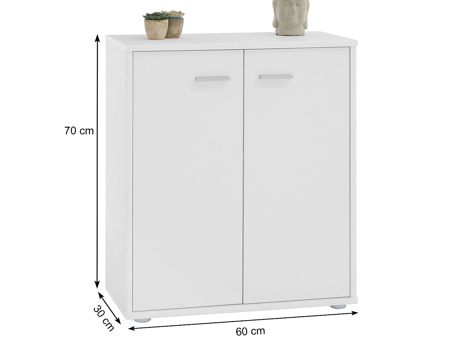 Buffet salle à manger FIRMIN L 60 cm blanc avec 2 portes, bahut bas, meuble de rangement style moderne