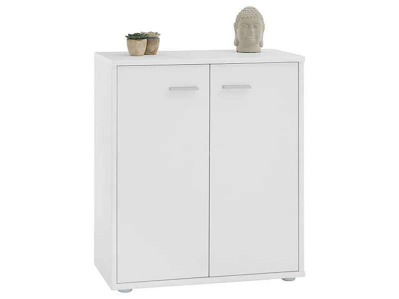 Buffet salle à manger FIRMIN L 60 cm blanc avec 2 portes, bahut bas, meuble de rangement style moderne