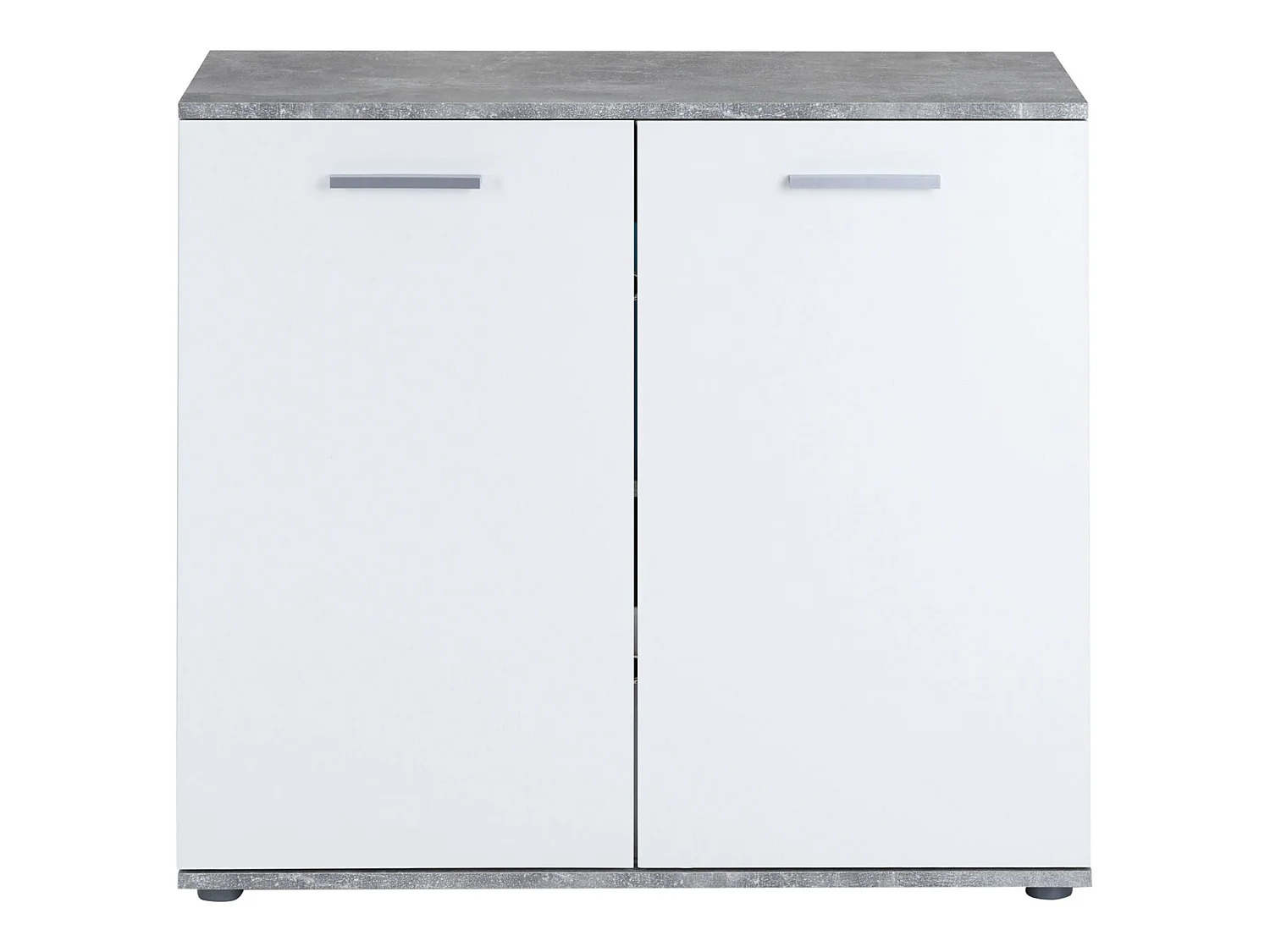 Buffet salle à manger CHICAGO L 91 cm en bois coloris béton et blanc avec 2 portes, meuble rangement