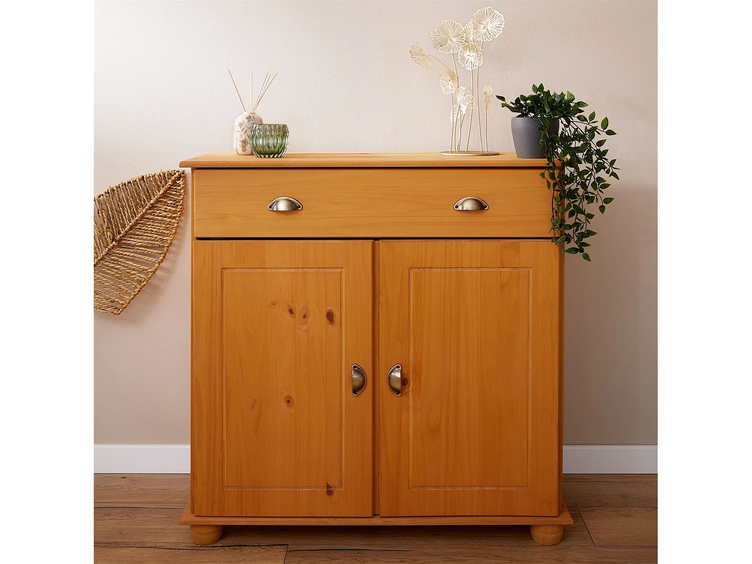 Buffet salle à manger COLMAR L 90 cm en bois massif finition laquée 1 tiroir 2 portes meuble rangement