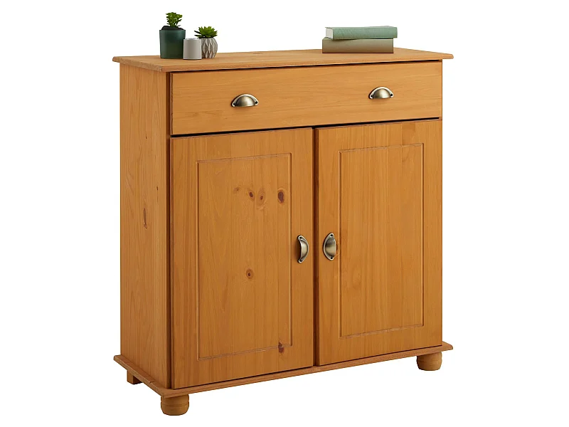 Buffet salle à manger COLMAR L 90 cm en bois massif finition laquée 1 tiroir 2 portes meuble rangement