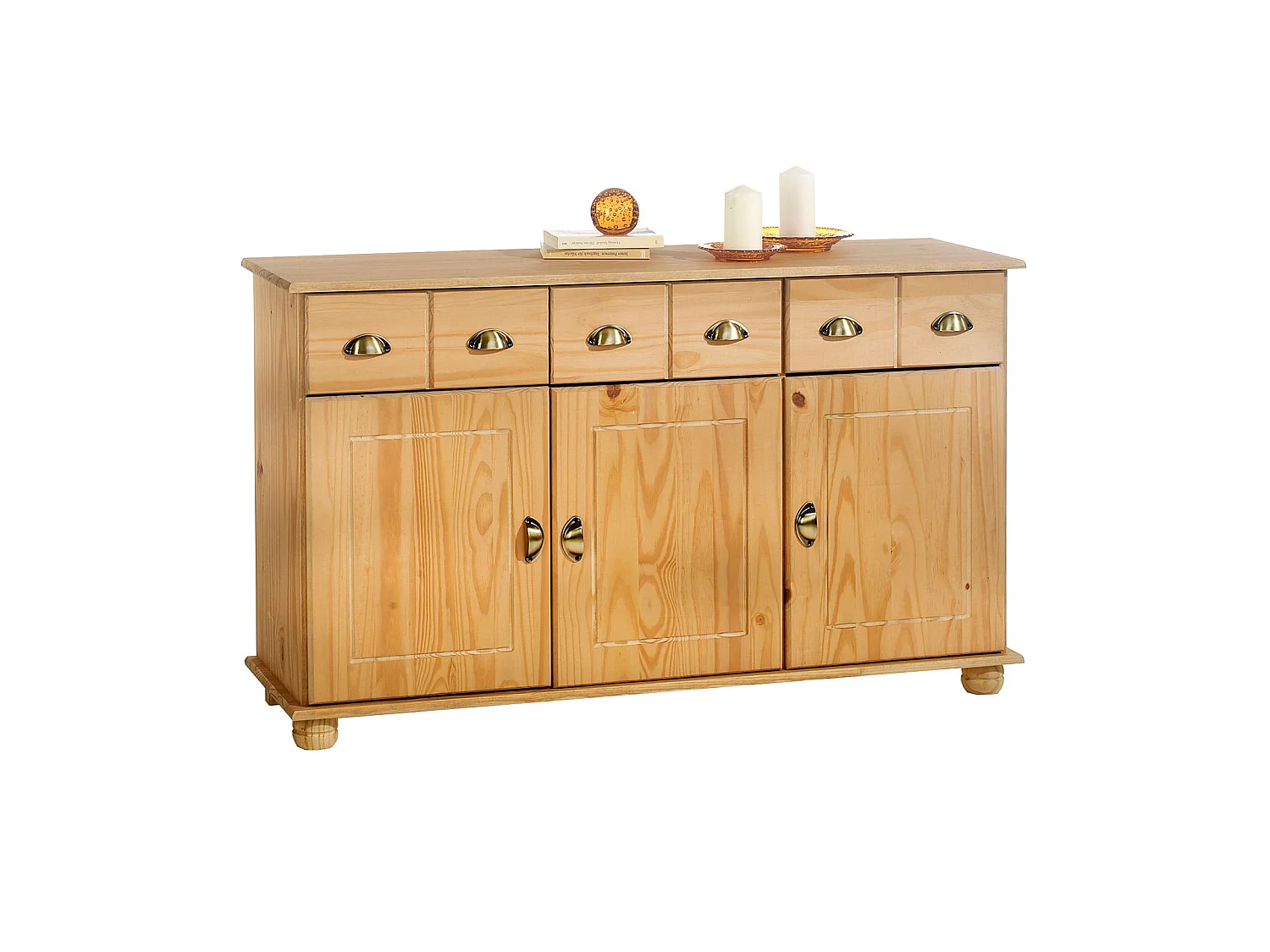 Buffet salle à manger COLMAR L 134 cm en bois massif finition laquée 3 tiroirs 3 portes avec 2 étagères