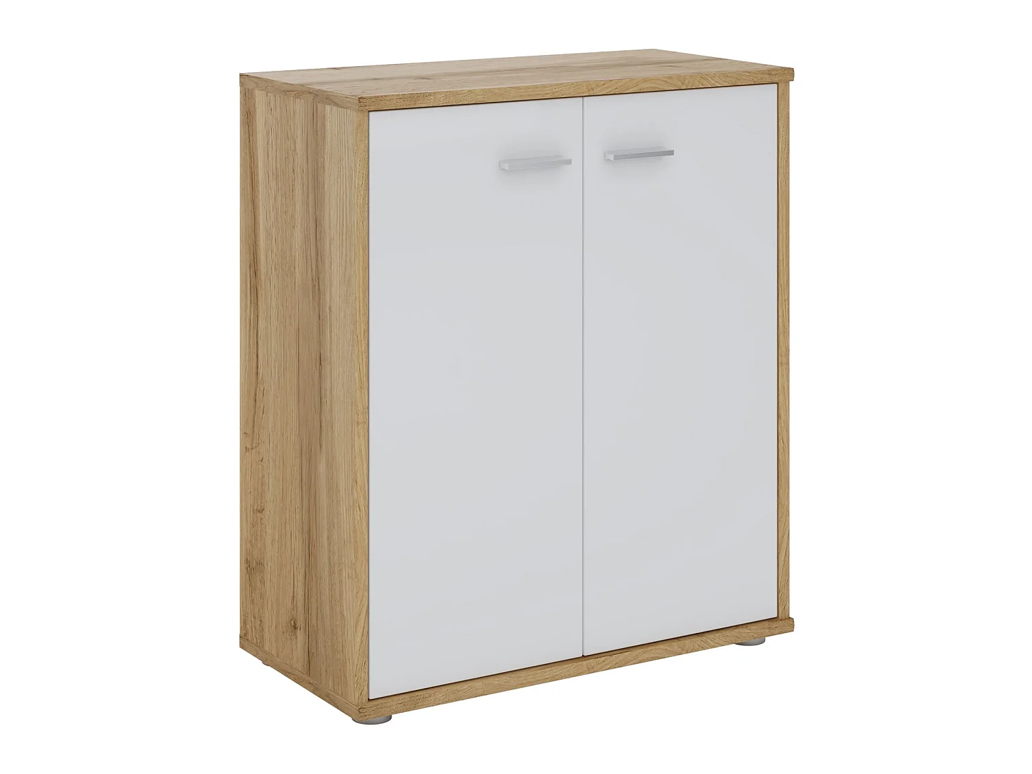 Buffet salle à manger FIRMIN L 60 cm coloris chêne sauvage et blanc avec 2 portes bahut bas meuble de rangement style moderne
