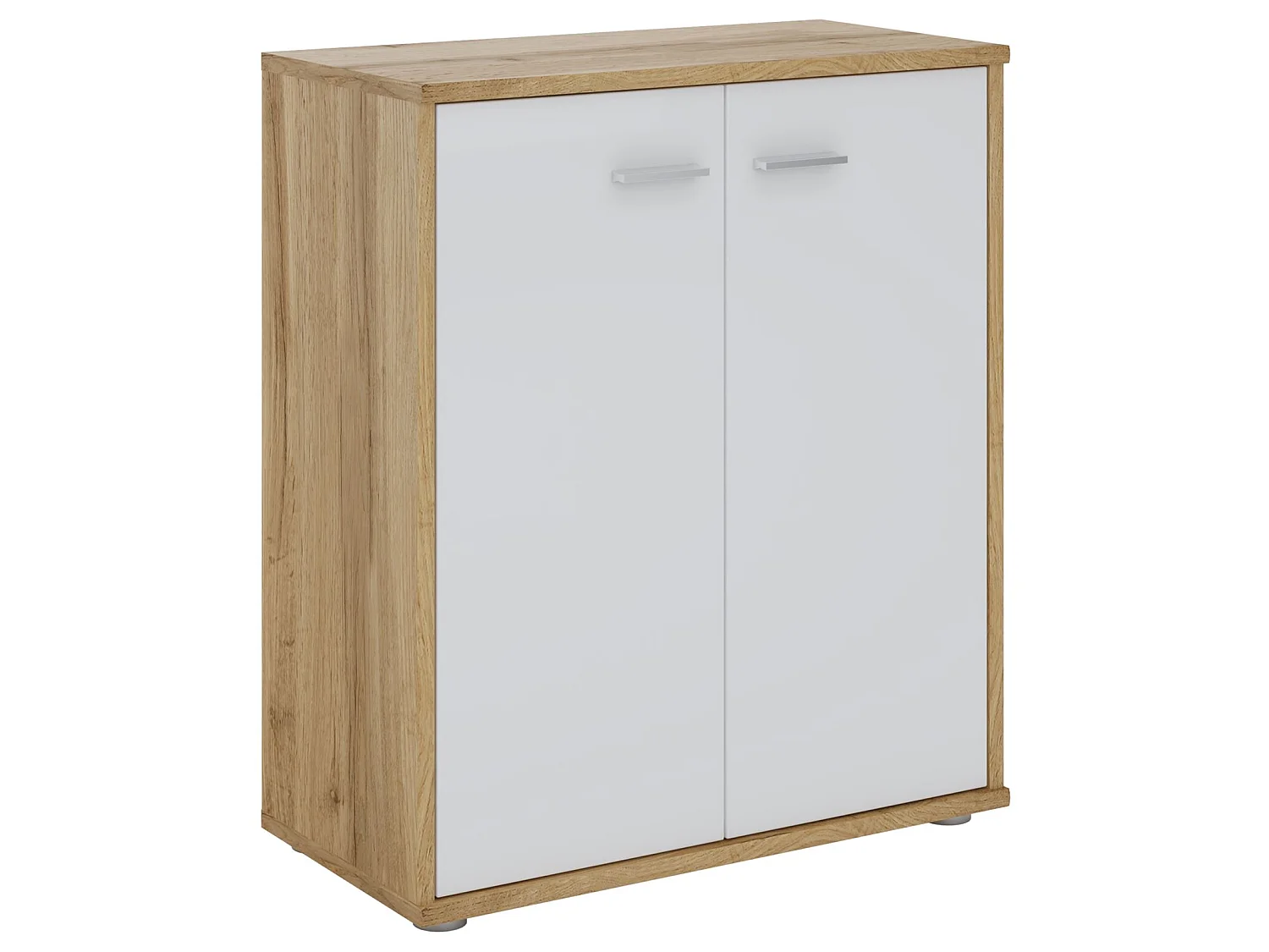 Buffet salle à manger FIRMIN L 60 cm coloris chêne sauvage et blanc avec 2 portes bahut bas meuble de rangement style moderne
