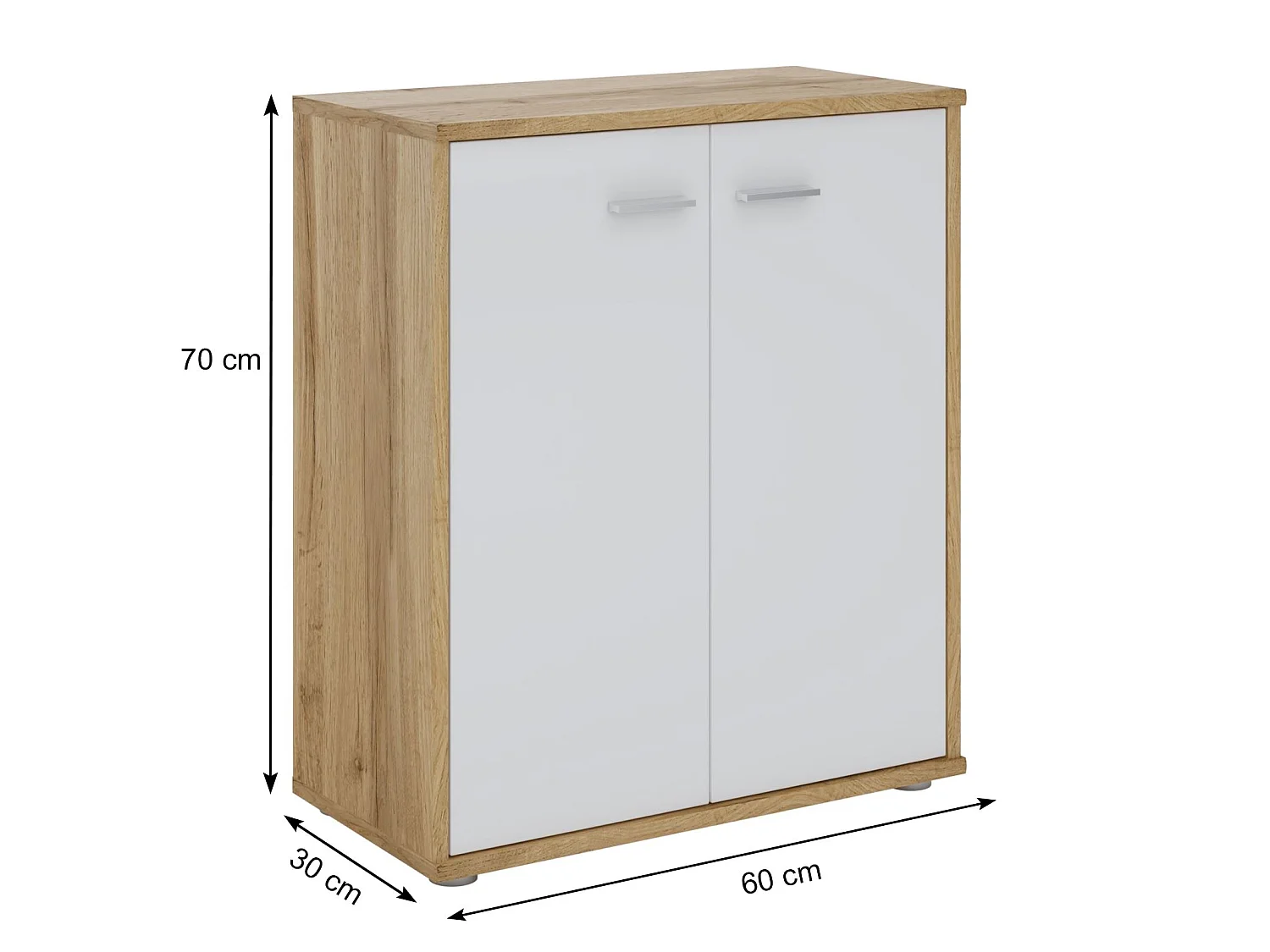 Buffet salle à manger FIRMIN L 60 cm coloris chêne sauvage et blanc avec 2 portes bahut bas meuble de rangement style moderne