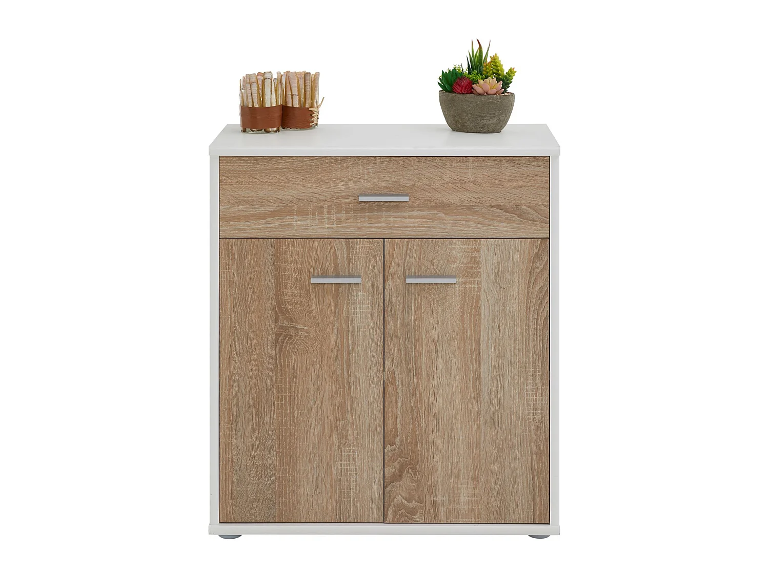 Buffet salle à manger MONACO L 60 cm coloris blanc et chêne sonoma avec 1 tirroir et 2 portes