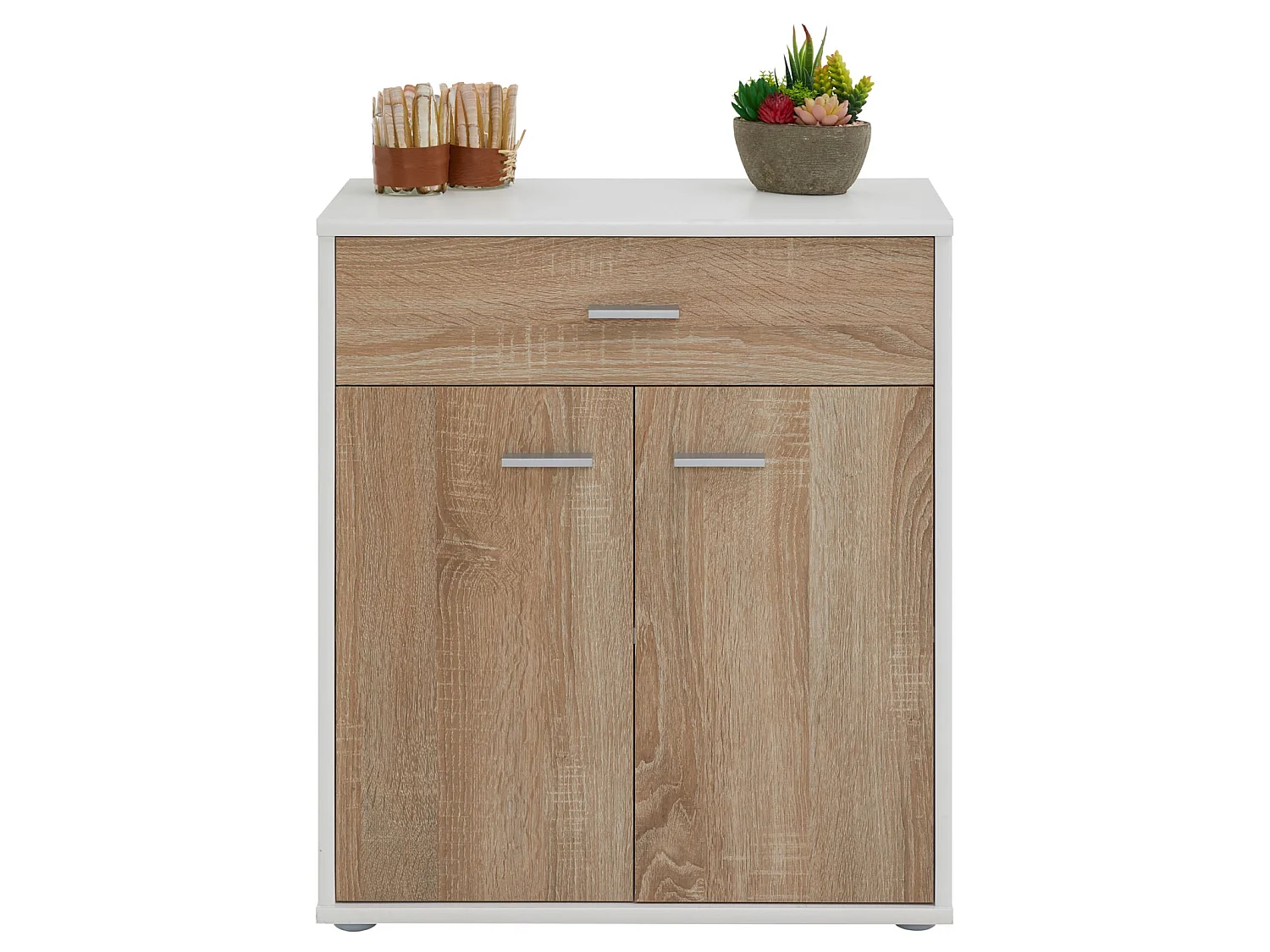 Buffet salle à manger MONACO L 60 cm coloris blanc et chêne sonoma avec 1 tirroir et 2 portes