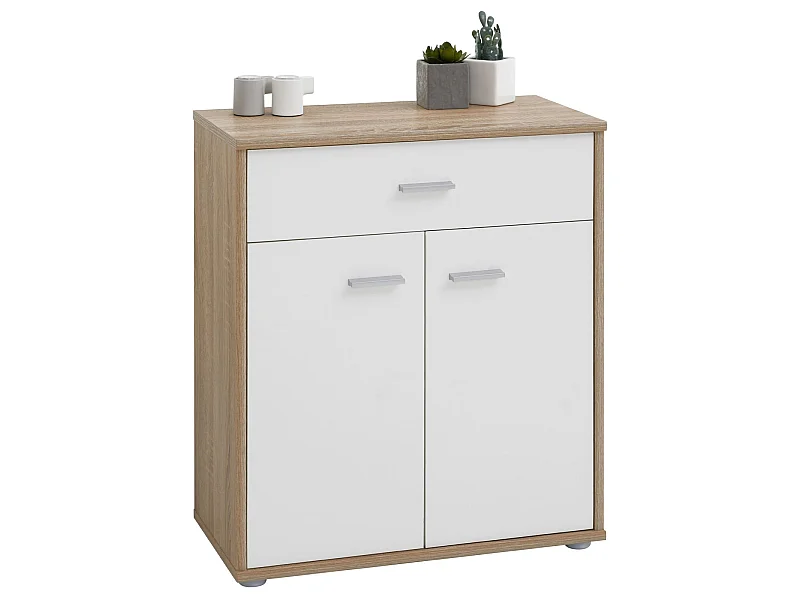 Buffet salle à manger MONACO L 60 cm coloris chêne sonoma et blanc avec 1 tirroir et 2 portes