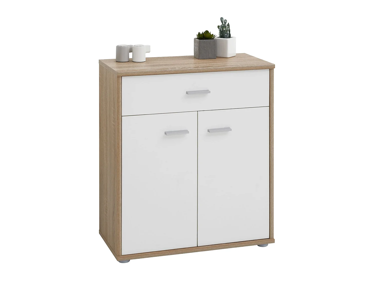 Buffet salle à manger MONACO L 60 cm coloris chêne sonoma et blanc avec 1 tirroir et 2 portes