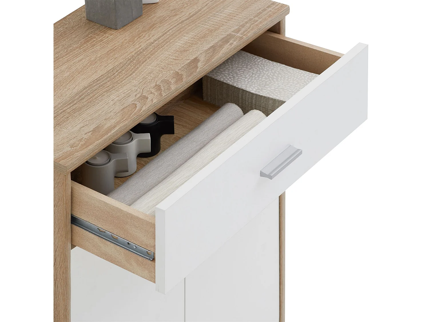 Buffet salle à manger MONACO L 60 cm coloris chêne sonoma et blanc avec 1 tirroir et 2 portes