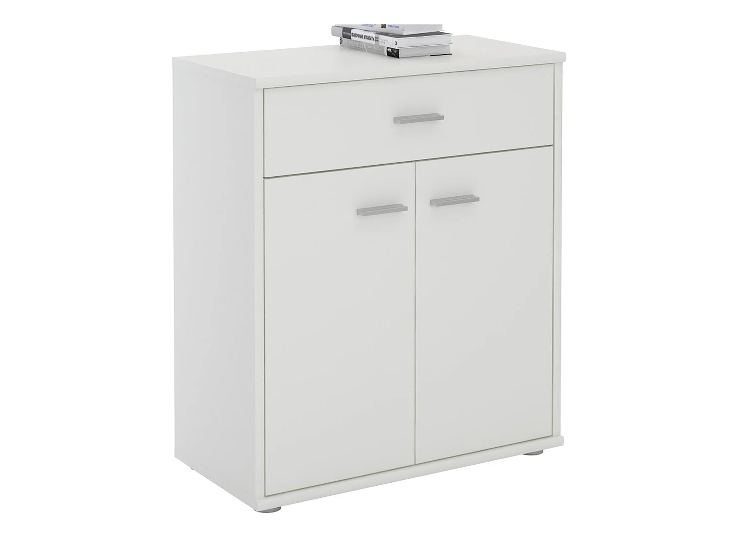 Buffet MONACO, commode meuble de rangement avec 1 tiroir et 2 portes, en mélaminé blanc