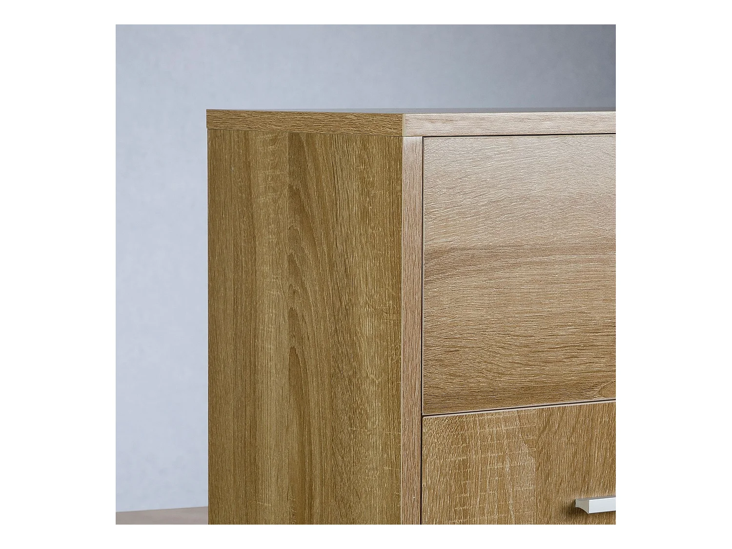 Buffet CALAIS, commode meuble de rangement avec 1 tiroir et 2 portes, en mélaminé décor chêne sonoma