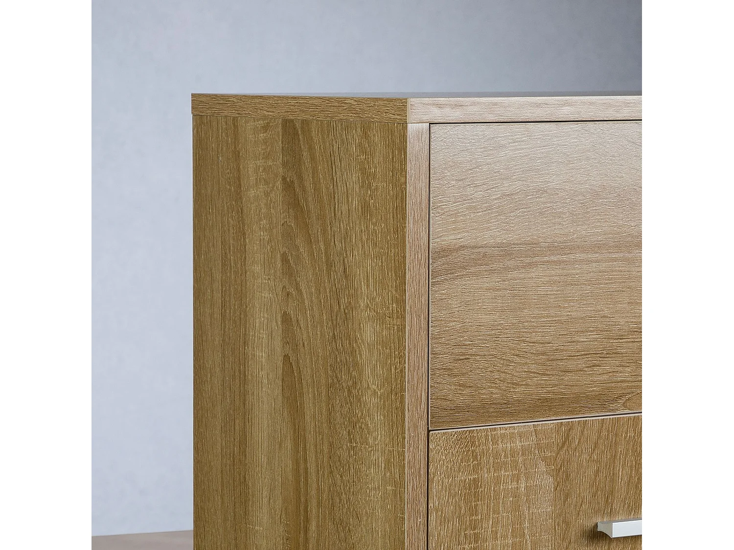 Buffet CALAIS, commode meuble de rangement avec 1 tiroir et 2 portes, en mélaminé décor chêne sonoma