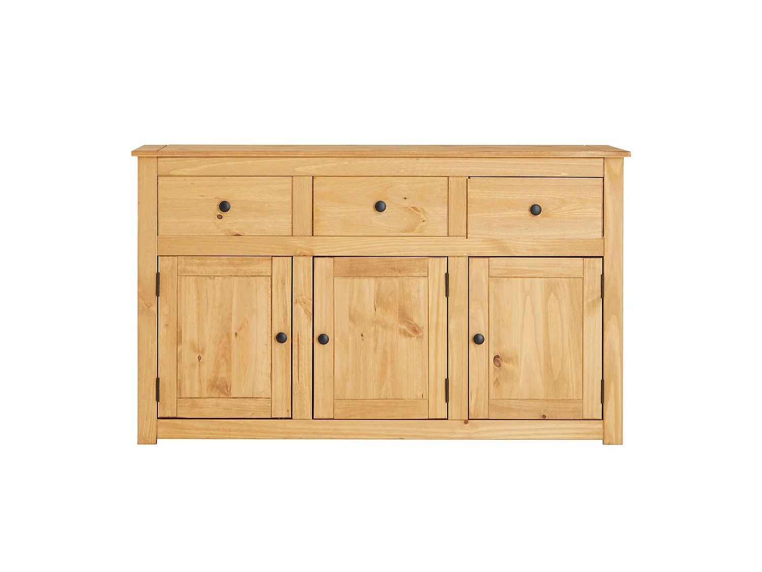 Buffet salle à manger CANCUN L 135 cm en bois massif finition laquée avec 3 portes et 3 tiroirs meuble de rangement bas