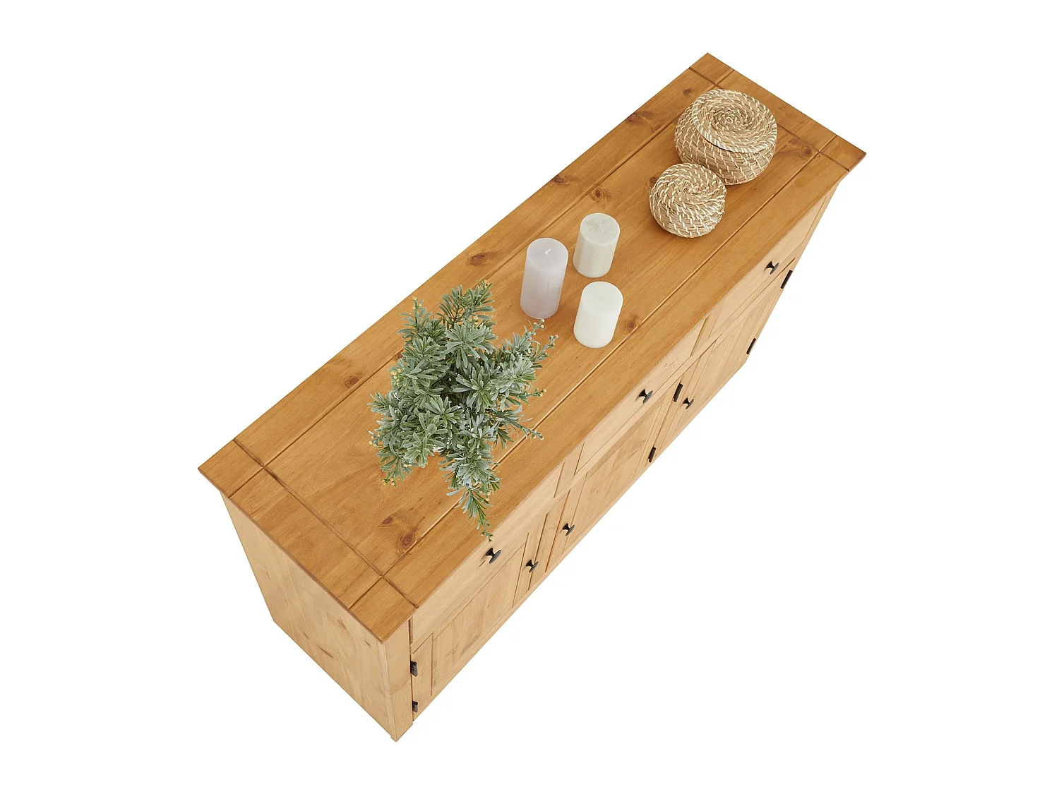 Buffet salle à manger CANCUN L 135 cm en bois massif finition laquée avec 3 portes et 3 tiroirs meuble de rangement bas