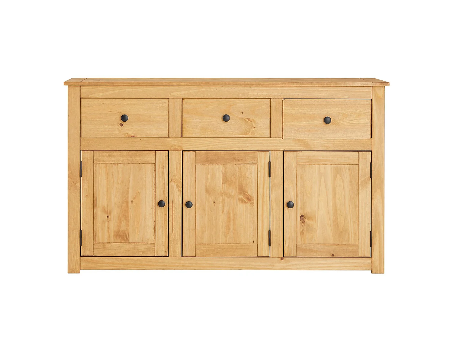 Buffet salle à manger CANCUN L 135 cm en bois massif finition laquée avec 3 portes et 3 tiroirs meuble de rangement bas