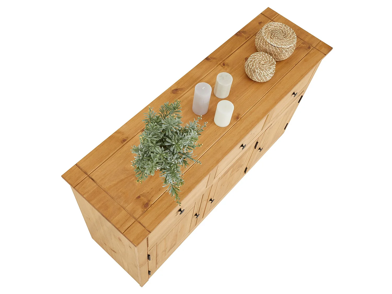 Buffet salle à manger CANCUN L 135 cm en bois massif finition laquée avec 3 portes et 3 tiroirs meuble de rangement bas