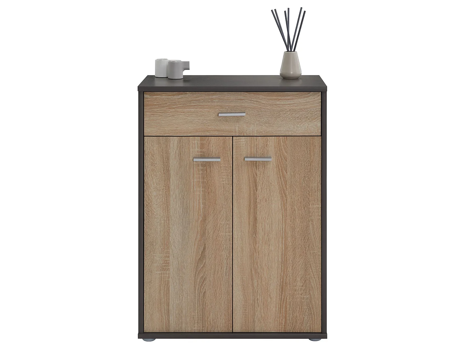 Buffet salle à manger CALAIS L 60 cm coloris chêne sonoma avec 2 portes bahut bas meuble de rangement style moderne