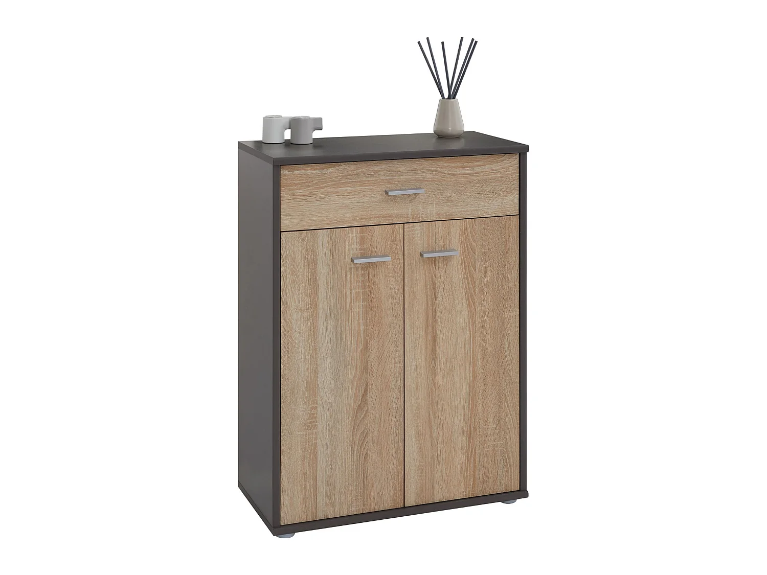Buffet salle à manger CALAIS L 60 cm coloris chêne sonoma avec 2 portes bahut bas meuble de rangement style moderne