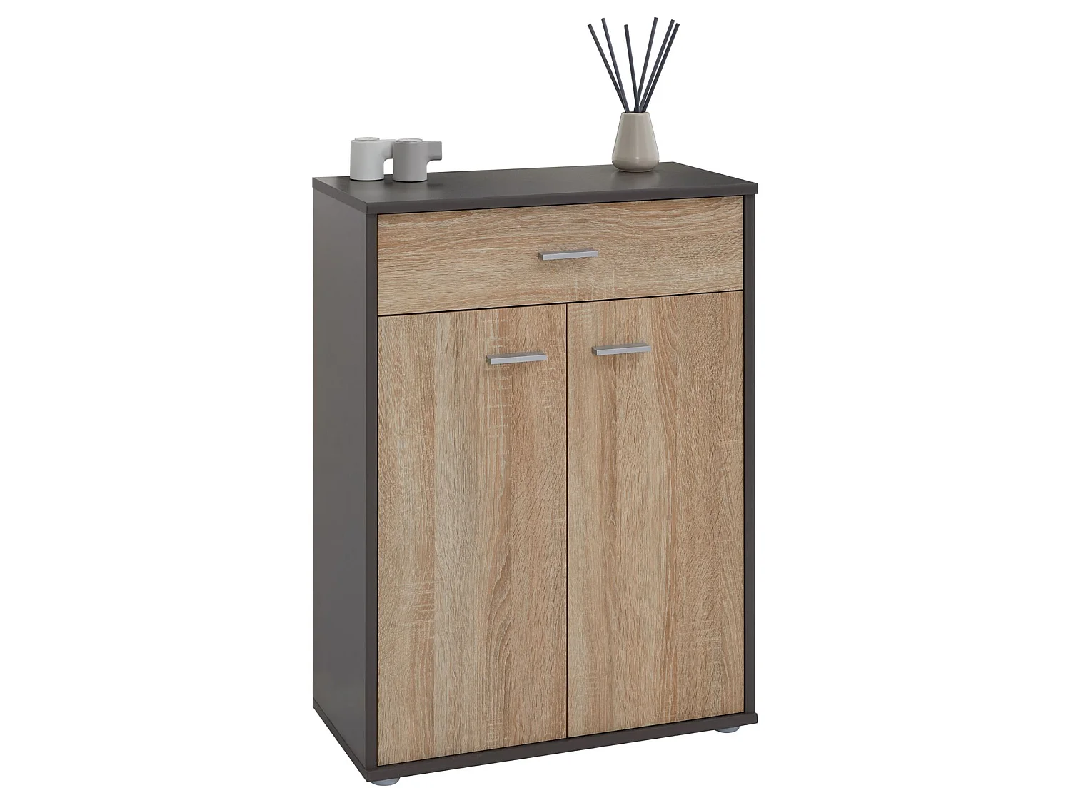 Buffet salle à manger CALAIS L 60 cm coloris chêne sonoma avec 2 portes bahut bas meuble de rangement style moderne