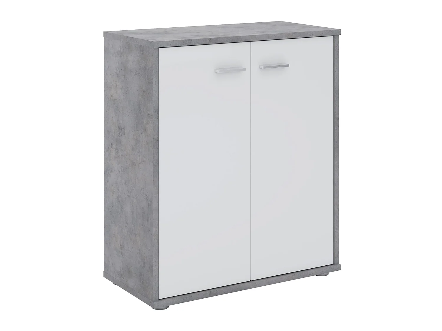 Buffet salle à manger FIRMIN L 60 cm coloris béton et blanc avec 2 portes bahut bas meuble de rangement style moderne