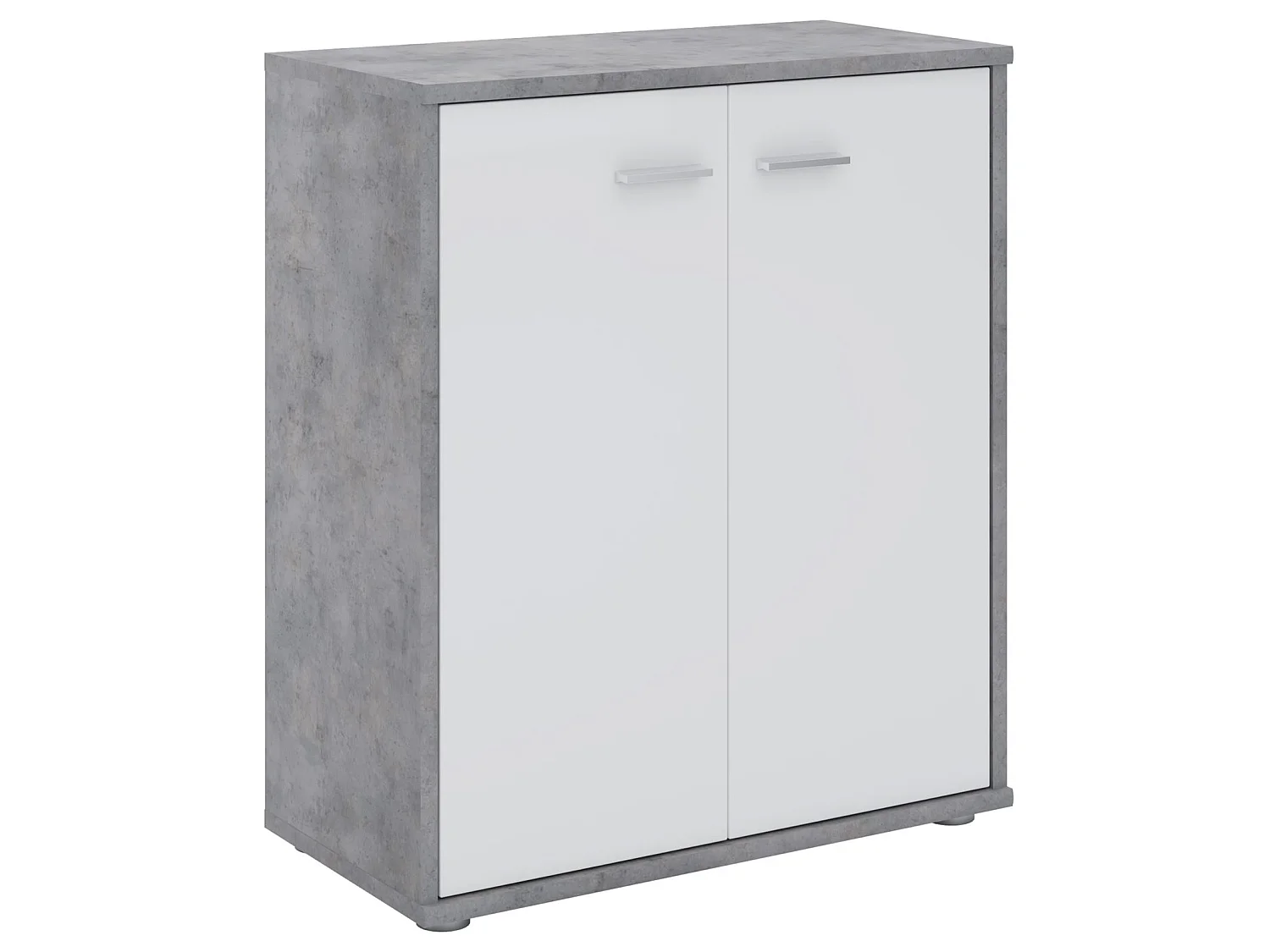 Buffet salle à manger FIRMIN L 60 cm coloris béton et blanc avec 2 portes bahut bas meuble de rangement style moderne