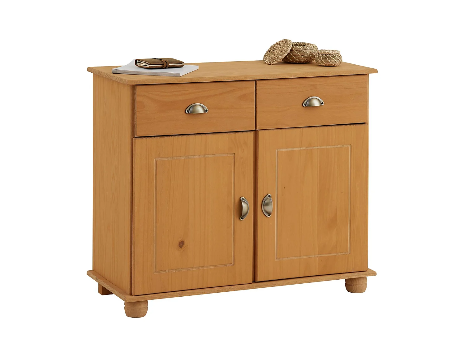 Buffet salle à manger COLMAR en bois L 94 cm coloris teinté laqué avec 2 portes battantes et 2 tiroirs spacieux